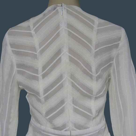 FOR LOVE & LEMONS M  White Chevron Stripe Boho Mini Dress Neutral Coastal Sheer - Picture 6 of 11